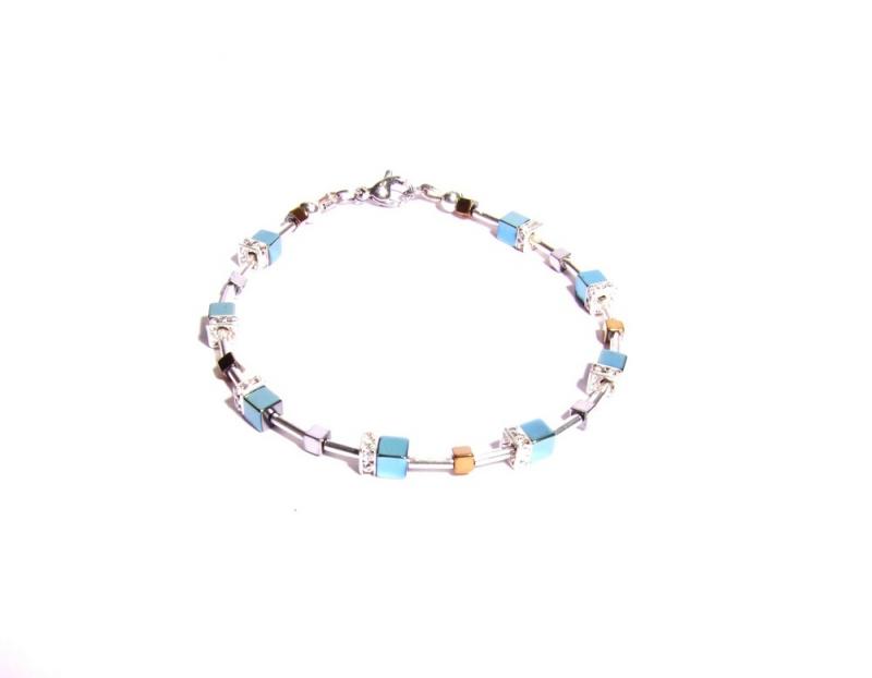 Armband Hämatit blau /silber