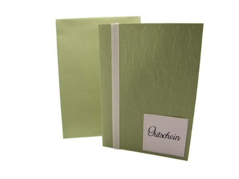 Karte Gutschein Schneiderpuppe