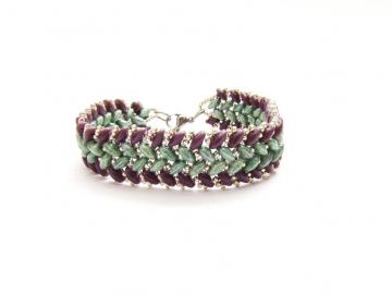 Armband  Perlen Grün Lila